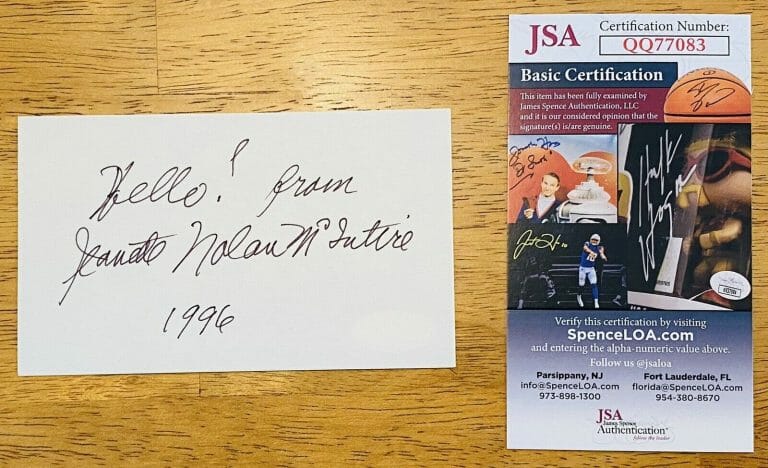 JEANETTE NOLAN SIGNED AUTOGRAPHED 3×5 CARD JSA CERTIFIED THE VIRGINIAN MACBETH
 COLLECTIBLE MEMORABILIA