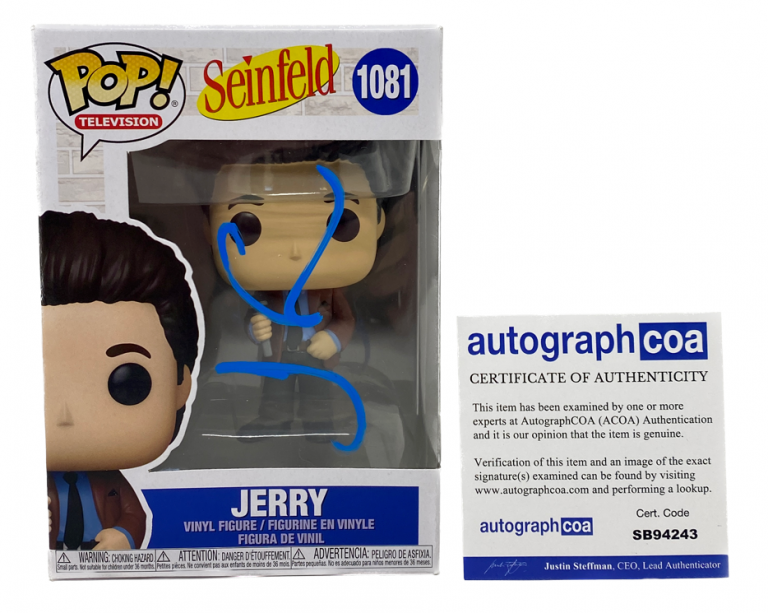 JERRY SEINFELD SIGNED AUTOGRAPH FUNKO POP FIGURE 1081 ACOA COA
 COLLECTIBLE MEMORABILIA