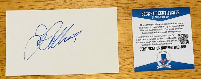 JOAN COLLINS SIGNED AUTOGRAPHED 3×5 CARD BAS BECKETT CERT DYNASTY
 COLLECTIBLE MEMORABILIA