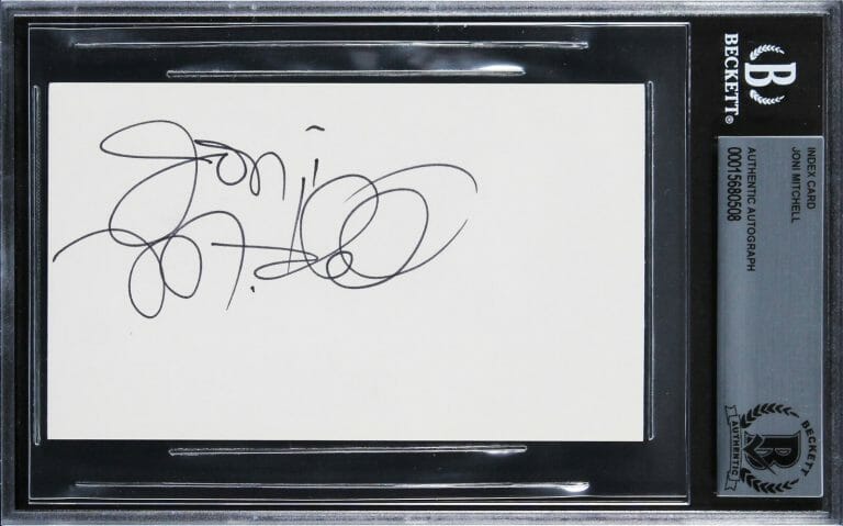 JONI MITCHELL AUTHENTIC SIGNED 3×5 INDEX CARD AUTOGRAPHED BAS SLABBED 3
 COLLECTIBLE MEMORABILIA