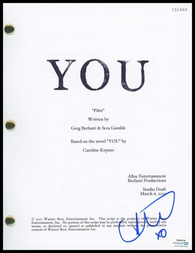 KATHRYN GALLAGHER “YOU” AUTOGRAPH SIGNED ‘ANNIKA’ PILOT EPISODE SCRIPT ACOA
 COLLECTIBLE MEMORABILIA