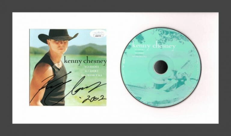 KENNY CHESNEY SIGNED AUTOGRAPH NO SHIRT NO SHOES NO PROBLEMS FRAMED CD W/ JSA
 COLLECTIBLE MEMORABILIA