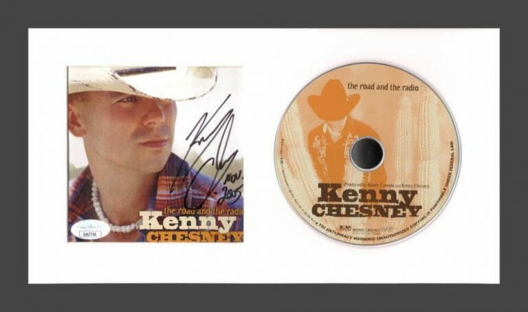 KENNY CHESNEY SIGNED AUTOGRAPH THE ROAD AND THE RADIO FRAMED CD DISPLAY JSA COA
 COLLECTIBLE MEMORABILIA