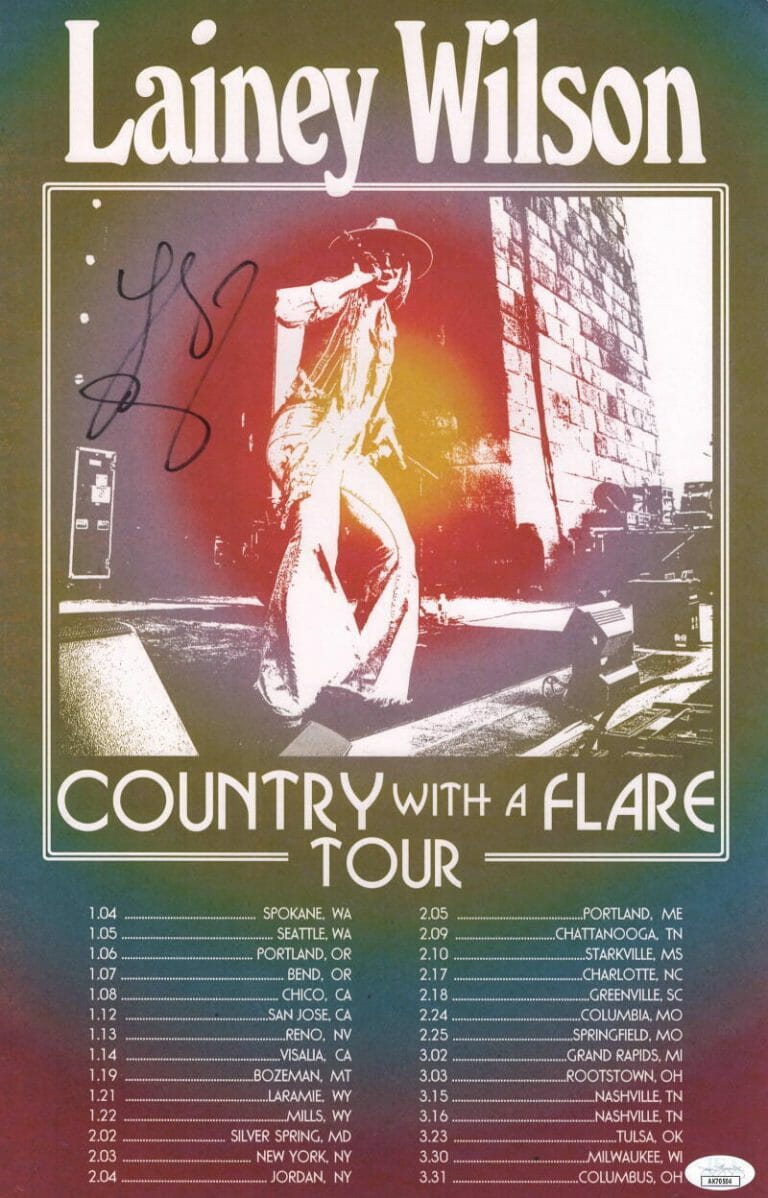 LAINEY WILSON SIGNED AUTOGRAPH 11×17 CONCERT TOUR POSTER BELL BOTTOM COUNTRY JSA
COLLECTIBLE MEMORABILIA