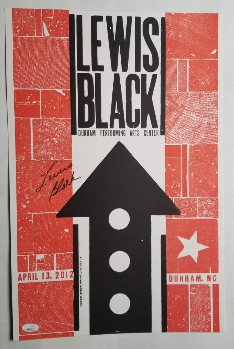 LEWIS BLACK COMEDIAN REAL SIGNED HATCH PRINT SHOW POSTER JSA COA AUTOGRAPHED
 COLLECTIBLE MEMORABILIA