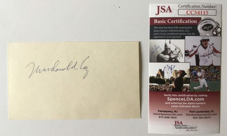 MACDONALD CAREY SIGNED AUTOGRAPHED 3×5 CARD JSA CERTIFIED DAYS OF OUR LIVES
 COLLECTIBLE MEMORABILIA