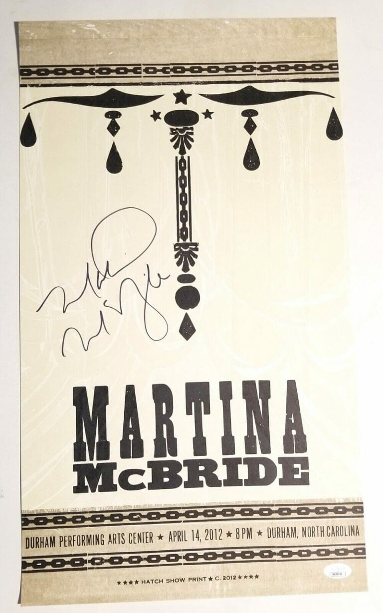 MARTINA MCBRIDE REAL SIGNED 12×21″ HATCH PRINT SHOW POSTER JSA COA AUTOGRAPHED
 COLLECTIBLE MEMORABILIA