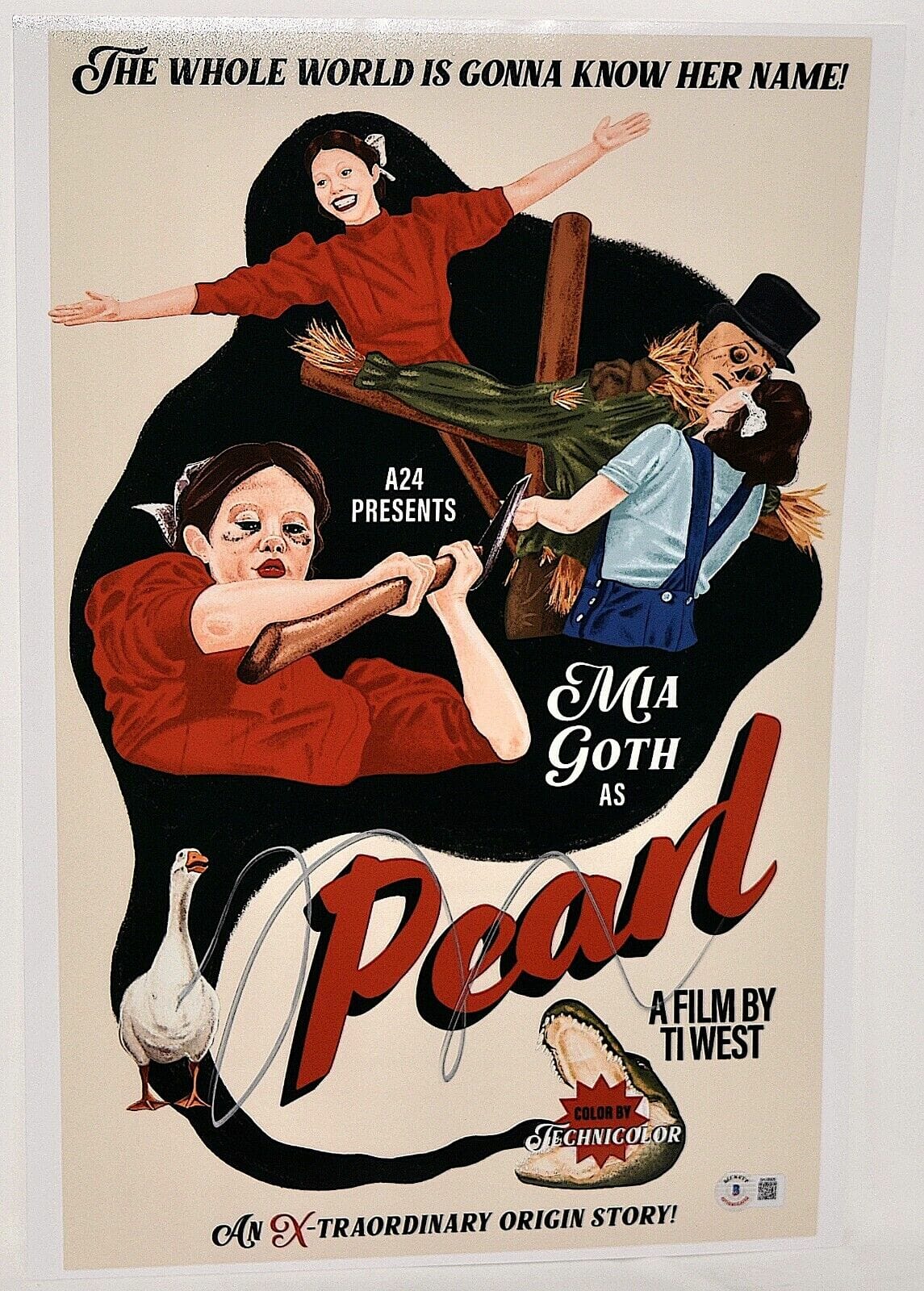 Mia Goth Signed Autograph Pearl 12x18 Movie Poster X MaXXXine Horror Beckett COA
