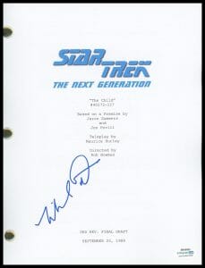 MICHAEL DORN “STAR TREK: THE NEXT GENERATION” SIGNED ‘THE CHILD’ SCRIPT ACOA
 COLLECTIBLE MEMORABILIA