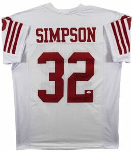 OJ Simpson Autographed Red Pro Style Jersey- JSA W *Black