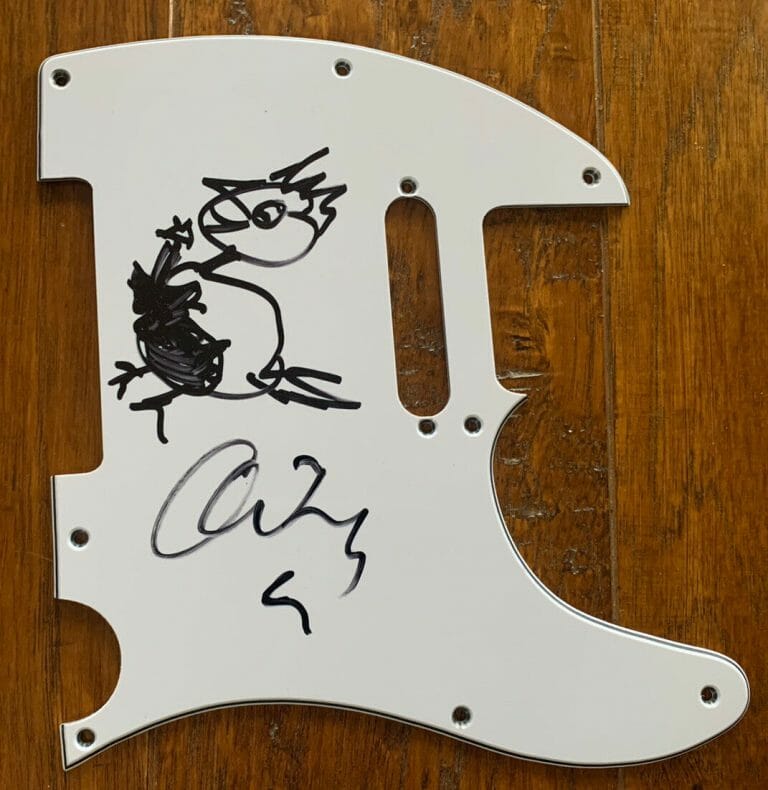 ORIANTHI SIGNED AUTOGRAPHED GUITAR PICKGUARD W/ SKETCH GUARANTEED
 COLLECTIBLE MEMORABILIA