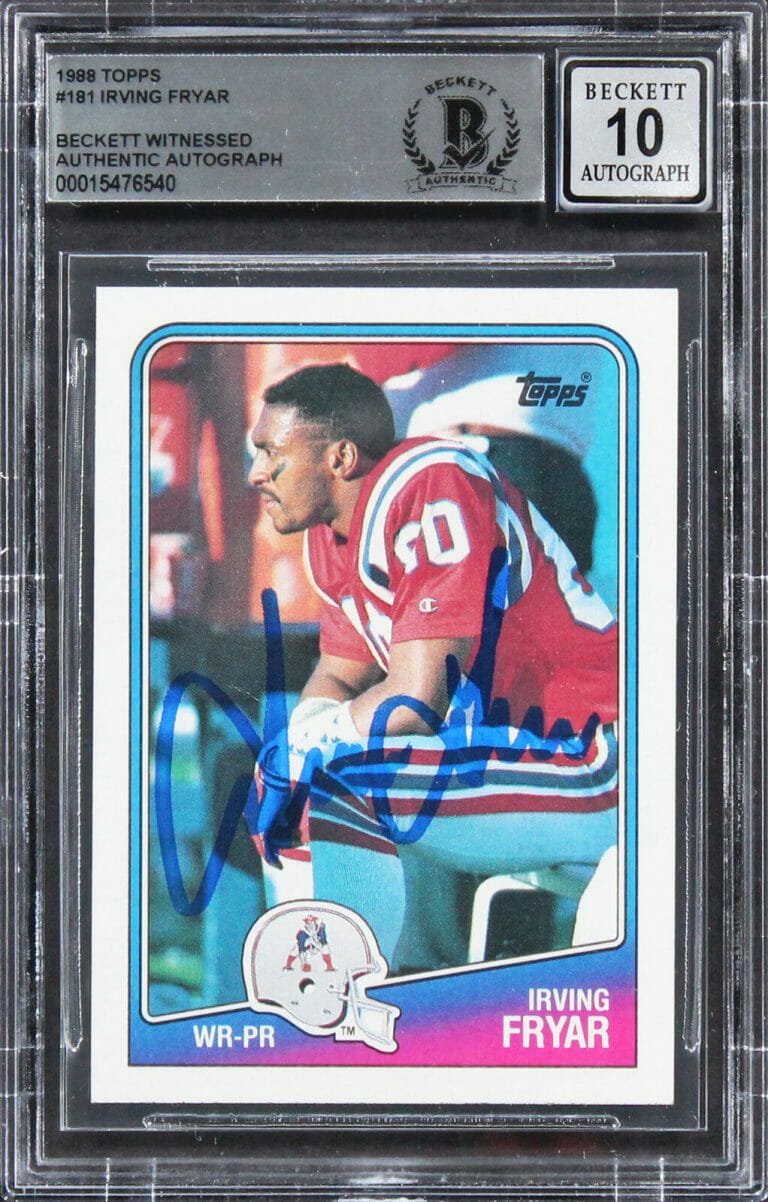 PATRIOTS IRVING FRYAR AUTHENTIC SIGNED 1988 TOPPS #181 CARD AUTO 10! BAS SLABBED
 COLLECTIBLE MEMORABILIA