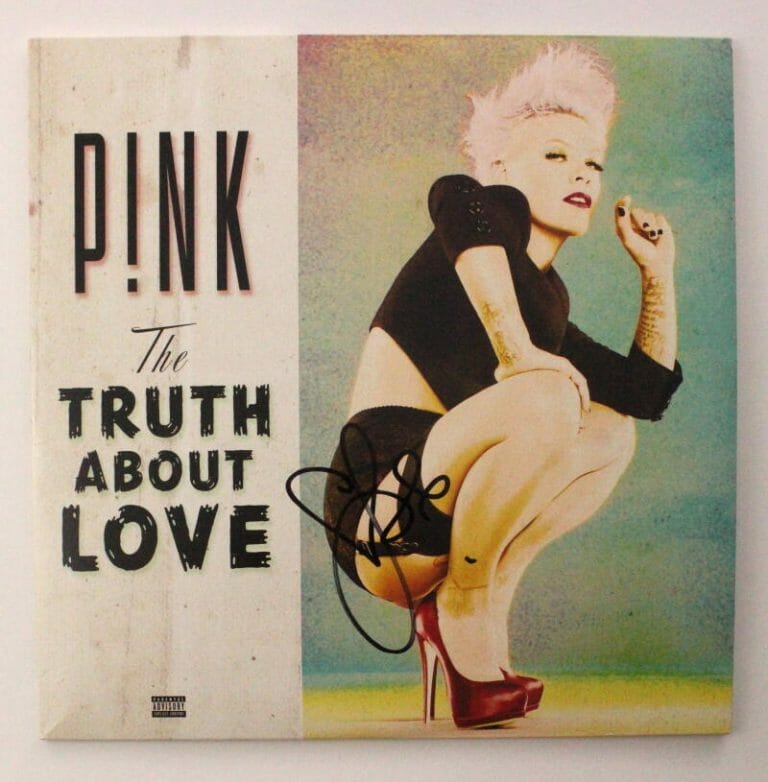 PINK P!NK SIGNED AUTOGRAPH ALBUM VINYL RECORD – THE TRUTH ABOUT LOVE – JSA COA
 COLLECTIBLE MEMORABILIA