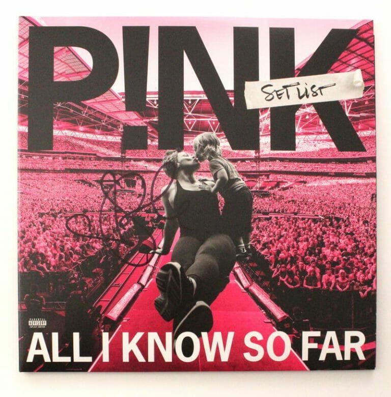 PINK P!NK SIGNED AUTOGRAPH ALBUM VINYL RECORD SETLIST ALL I KNOW SO FAR JSA COA
 COLLECTIBLE MEMORABILIA