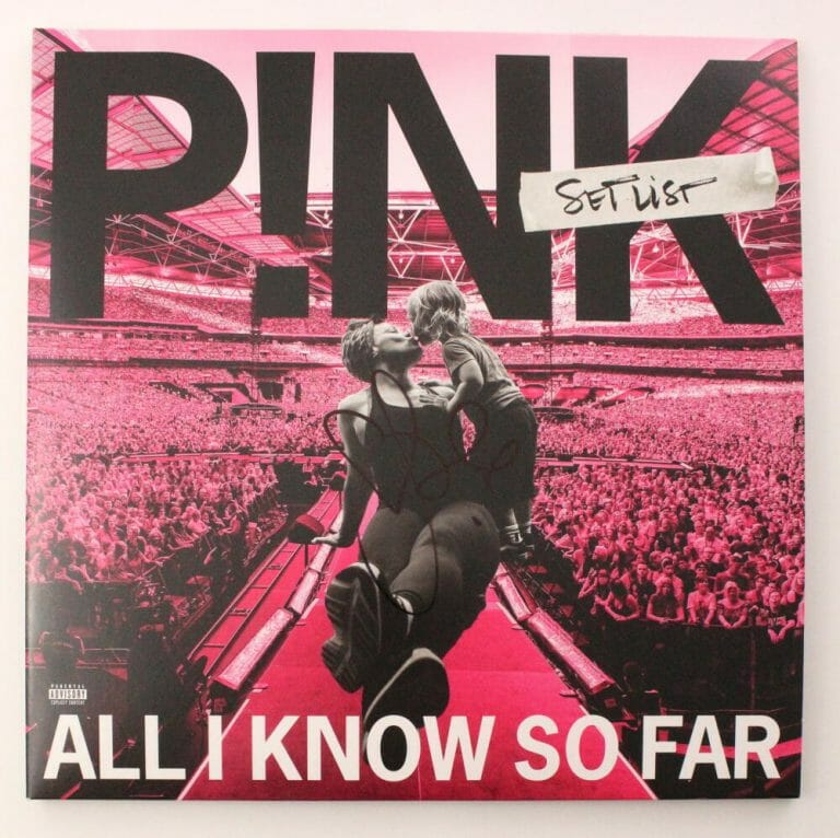 PINK P!NK SIGNED AUTOGRAPH ALBUM VINYL RECORD SETLIST ALL I KNOW SO FAR W/ JSA
 COLLECTIBLE MEMORABILIA