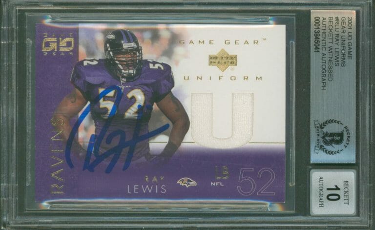 Ravens Ray Lewis Signed 2001 UD Game Gear Uniforms #RLU Card Auto 10 ...