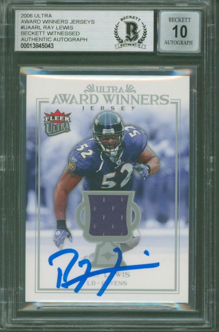 RAVENS RAY LEWIS SIGNED 2006 ULTRA AW JERSEYS #UAARL CARD AUTO 10 BAS SLABBED 2
 COLLECTIBLE MEMORABILIA