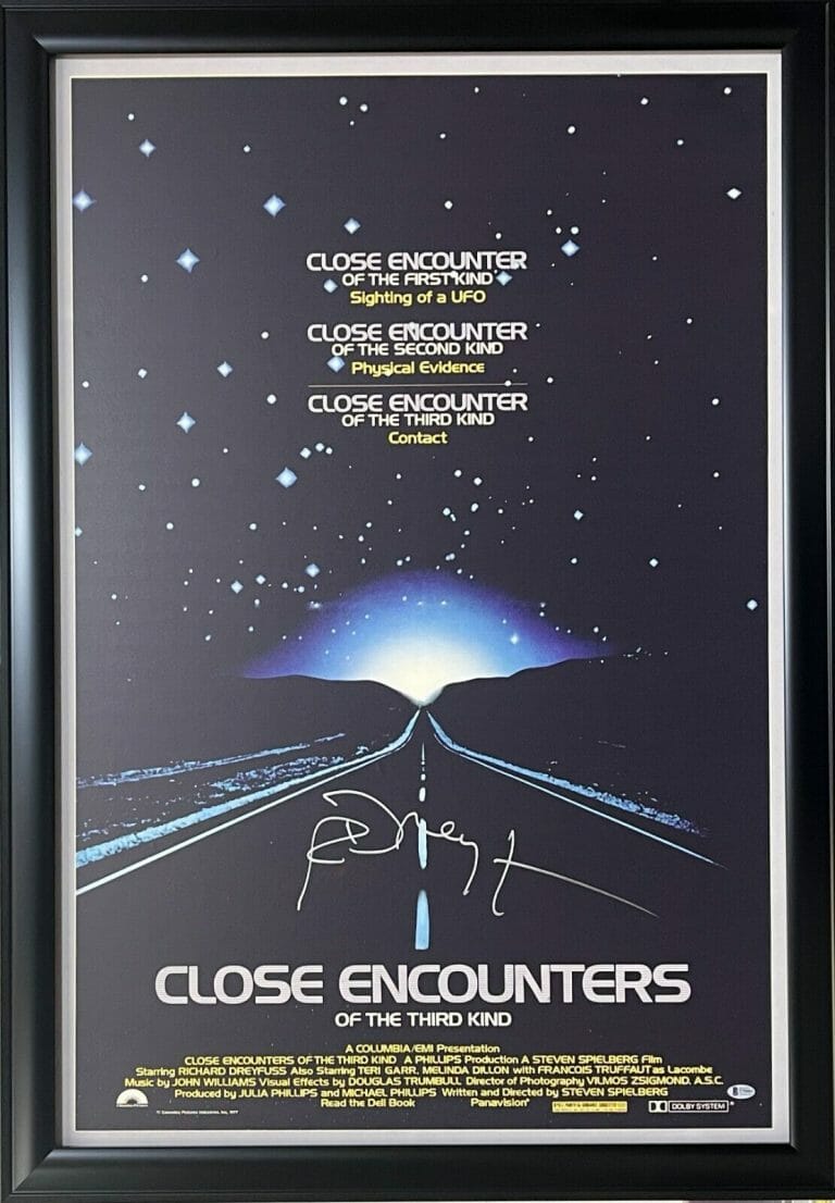 RICHARD DREYFUSS SIGNED CLOSE ENCOUNTERS OF THE THIRD KIND FRAMED POSTER BECKETT
 COLLECTIBLE MEMORABILIA