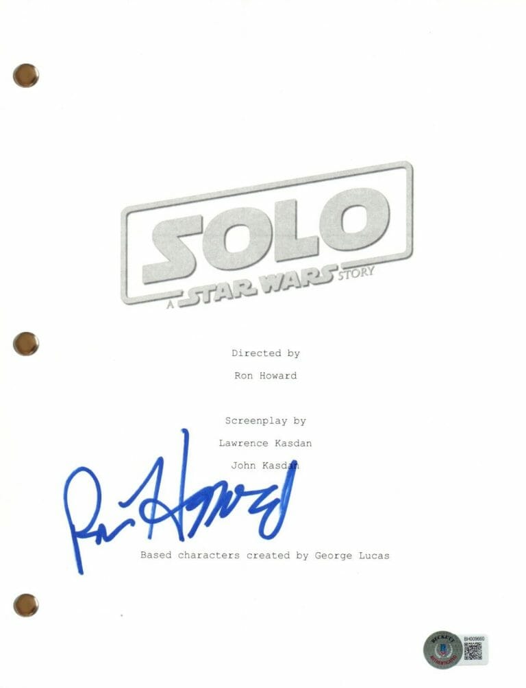 RON HOWARD SIGNED AUTOGRAPH SOLO A STAR WARS STORY MOVIE SCRIPT BECKETT COA
 COLLECTIBLE MEMORABILIA
