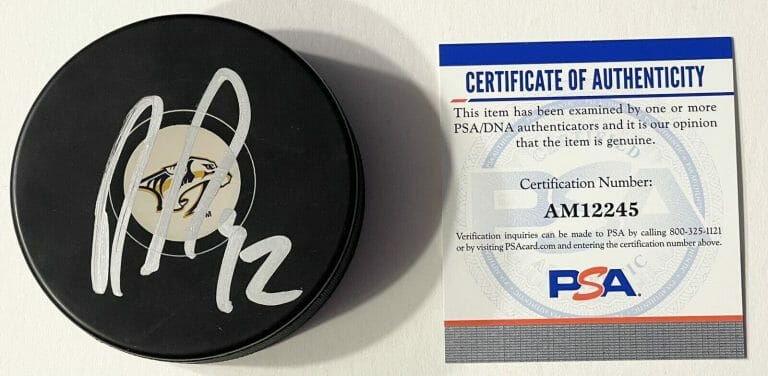 RYAN JOHANSEN SIGNED AUTOGRAPHED NASHVILLE PREDATORS LOGO HOCKEY PUCK PSA/DNA
 COLLECTIBLE MEMORABILIA