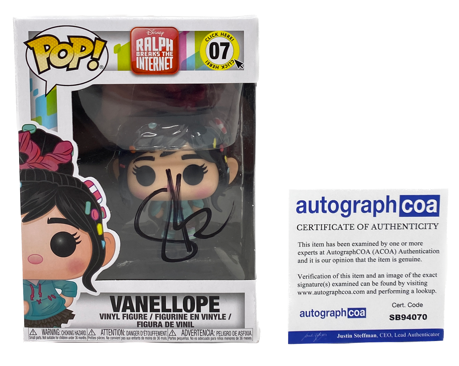 Sarah Silverman Signed Funko Pop Vanellope Wreck It Ralph Autograph ACOA COA
Opens in a new window or tab
