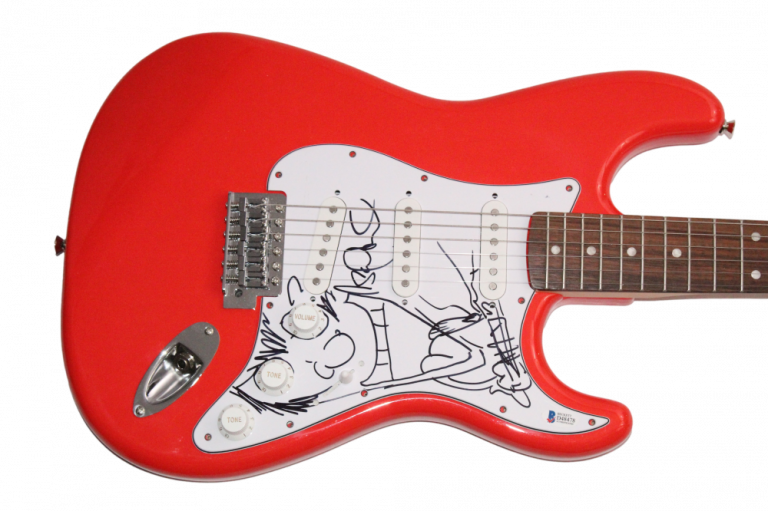 STEFAN LESSARD SIGNED AUTOGRAPH FENDER GUITAR W/ AMAZING HUGE SKETCH – BECKETT
 COLLECTIBLE MEMORABILIA