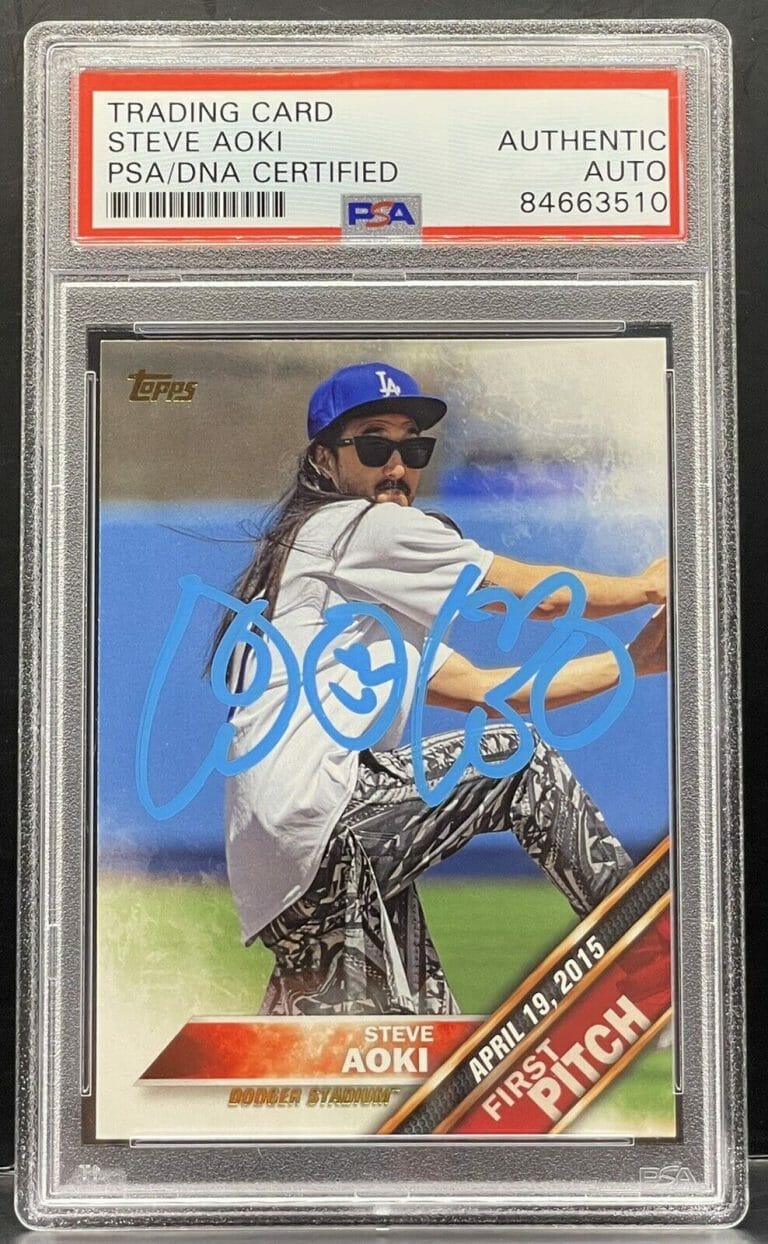 STEVE AOKI SIGNED 2016 TOPPS FIRST PITCH CARD DJ SLABBED PSA/DNA
 COLLECTIBLE MEMORABILIA