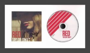 TAYLOR SWIFT SIGNED AUTOGRAPH RED FRAMED CD DISPLAY – READY TO HANG! JSA COA
 COLLECTIBLE MEMORABILIA