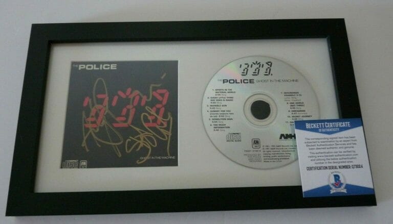 THE POLICE SUMMERS & COPELAND SIGNED AUTOGRAPHED FRAMED CD DISPLAY BAS CERTIFIED
 COLLECTIBLE MEMORABILIA