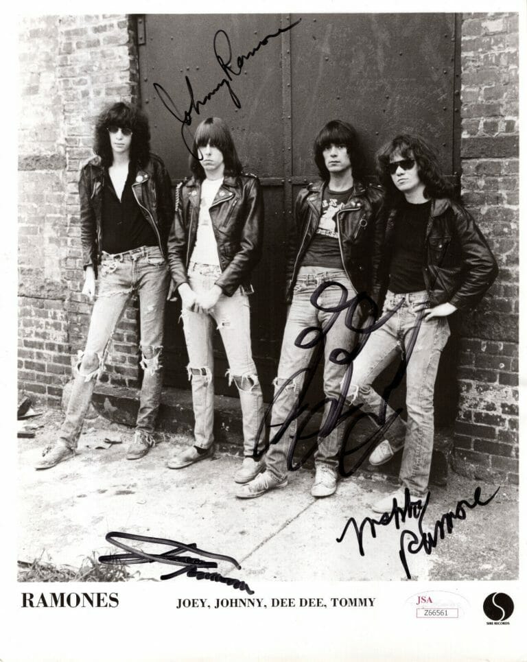 THE RAMONES HAND SIGNED 8×10 GROUP PHOTO INCREDIBLY RARE FULL JSA LETTER
 COLLECTIBLE MEMORABILIA