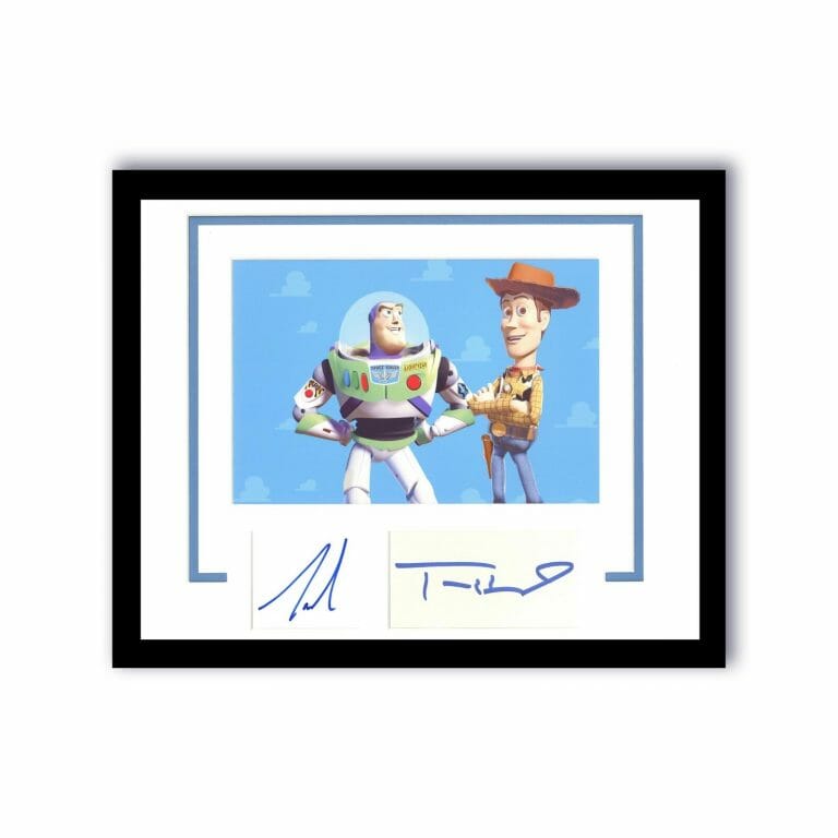TIM ALLEN & TOM HANKS “TOY STORY” AUTOGRAPH SIGNED FRAMED 11×14 DISPLAY ACOA
 COLLECTIBLE MEMORABILIA