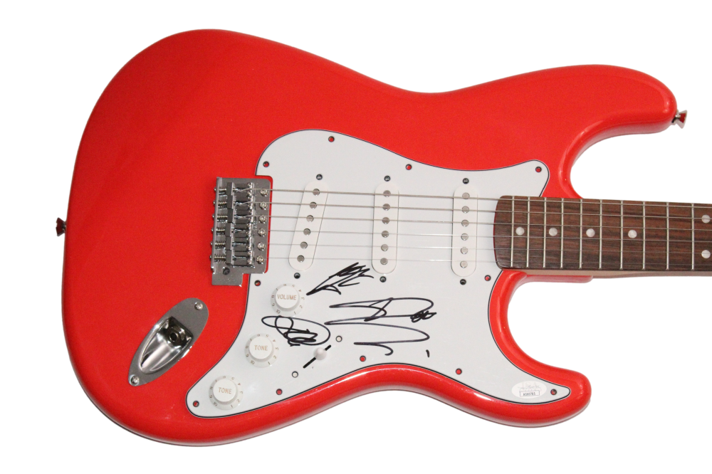 Tokio Hotel Band (x3) Signed Autograph Fender Guitar Tom Kaulitz Bill Georg JSA
