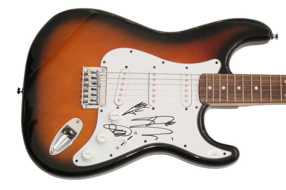 Tokio Hotel Band (x3) Signed Autograph Fender Guitar Tom Kaulitz Bill Georg JSA
