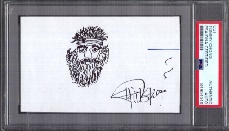 TOMMY CHONG HAND SIGNED 3×5 WITH ORIGINAL ART SELF-PORTRAIT PSA SLABBED
 COLLECTIBLE MEMORABILIA