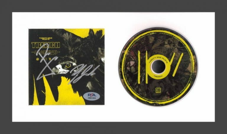 TWENTY ONE PILOTS BAND SIGNED AUTOGRAPH TRENCH FRAMED CD DISPLAY W/ PSA COA
 COLLECTIBLE MEMORABILIA
