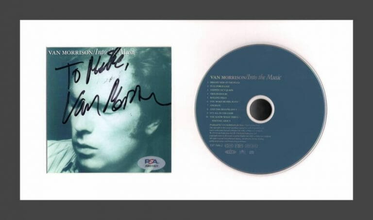 VAN MORRISON SIGNED AUTOGRAPH INTO THE MUSIC FRAMED CD DISPLAY W/ PSA COA
 COLLECTIBLE MEMORABILIA