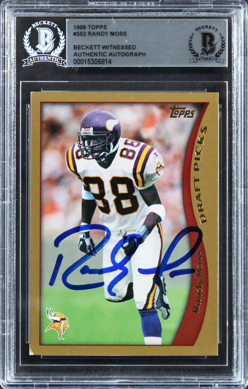 Vikings Randy Moss Authentic Signed 1998 Topps #352 Rookie Card BAS ...