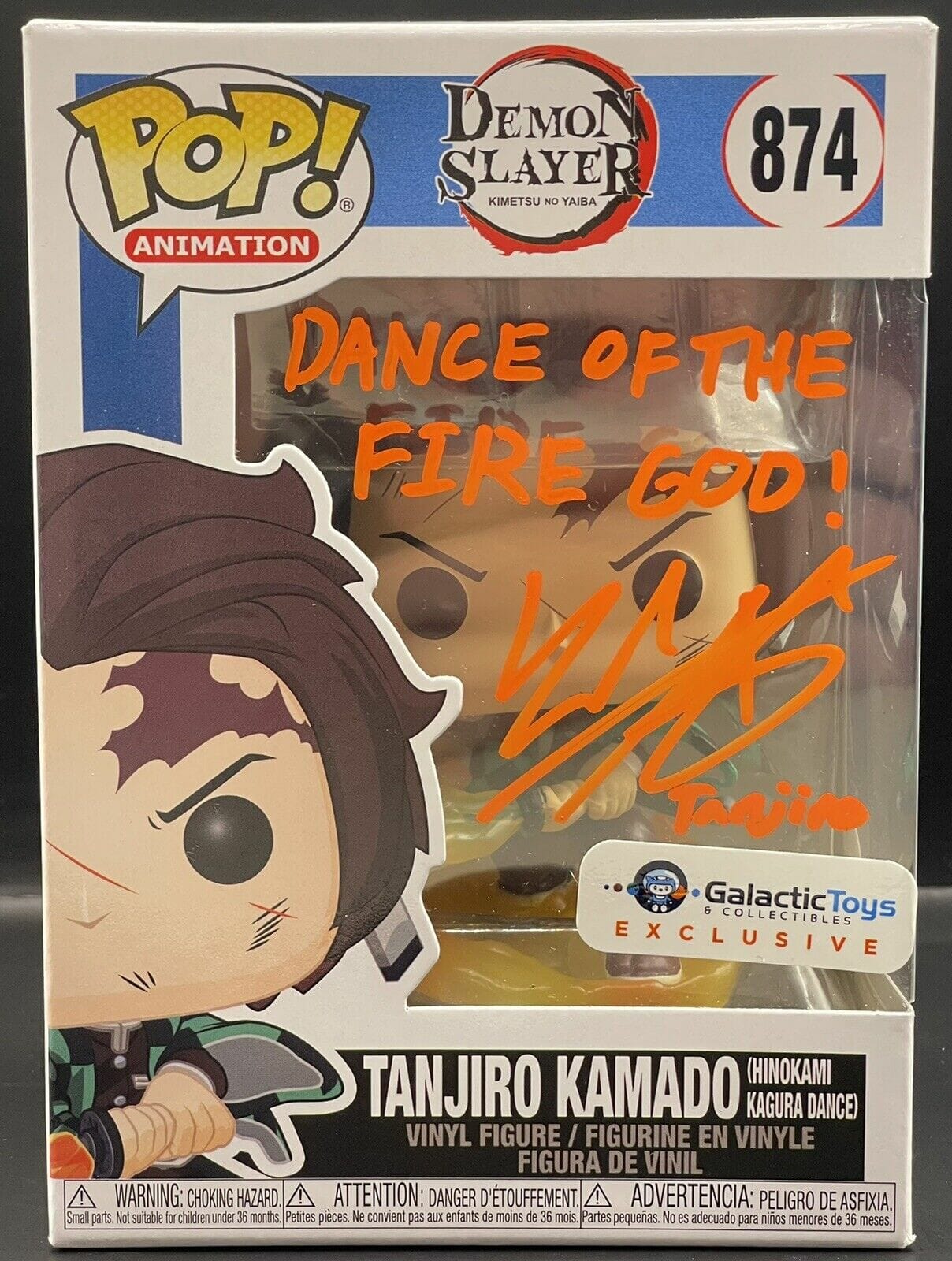 Zach Aguilar Signed Funko Pop Demon Slayer Tanjiro Galactic Exclusive Quote JSA
