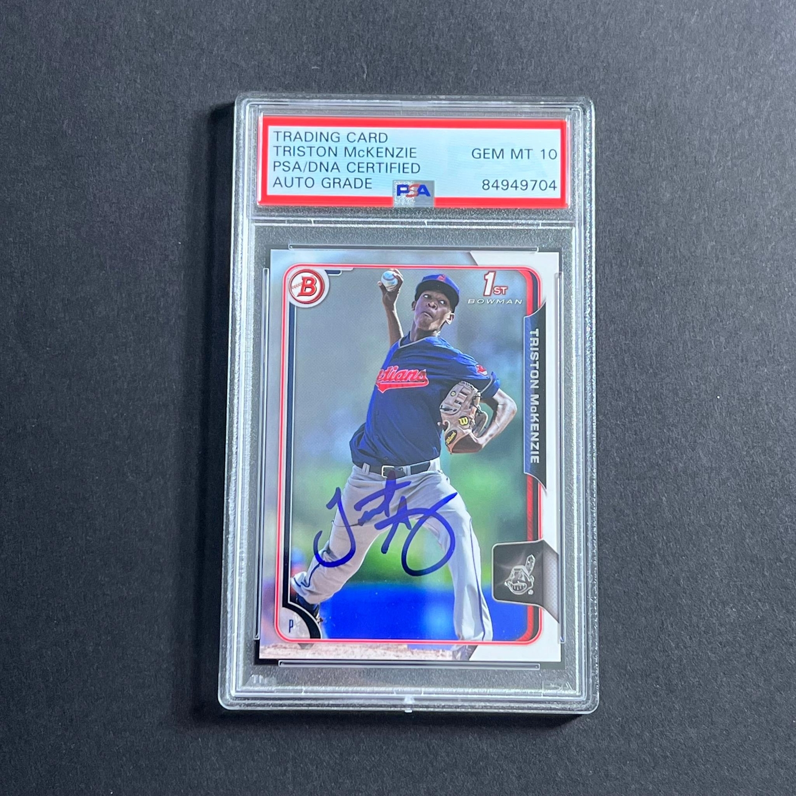 2015 Bowman First #96 Triston McKenzie Signed Card PSA Slabbed Auto Graded 10 Cl
