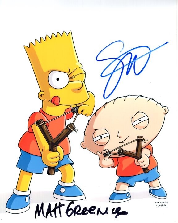SETH MACFARLANE and MATT GROENING Signed 8x10 FAMILY GUY Photo w/ Hologram COA
