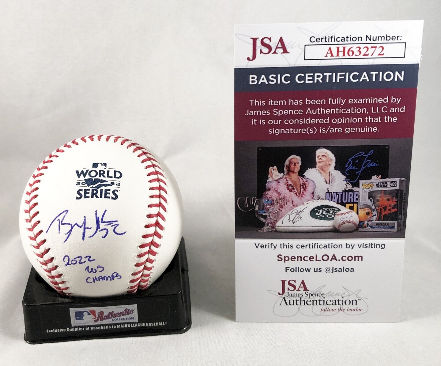 Bryan Abreu Signed 2022 World Series Baseball Houston Astros Beckett BAS COA

