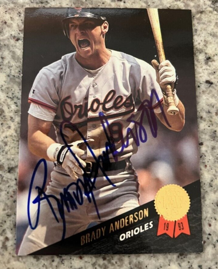 Brady Anderson signed autographed 1993 Leaf Baltimore Orioles Card #177

