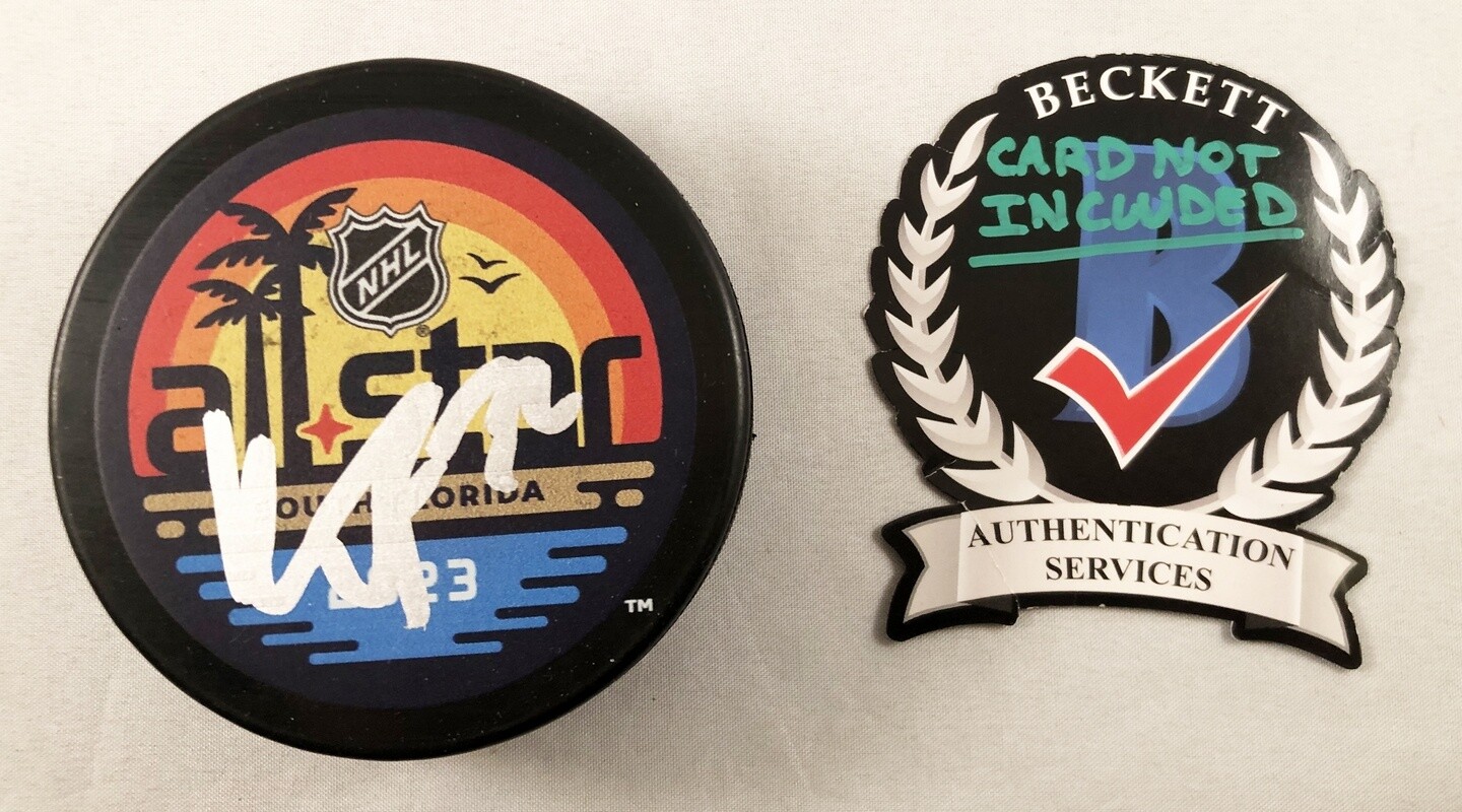 Kevin Fiala Signed 2023 All Star Hockey Puck Los Angeles Kings Beckett BAS 1 COA
