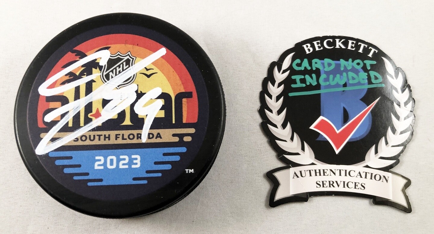 Clayton Keller Signed 2023 All Star Hockey Puck Arizona Coyotes Beckett BAS COA
