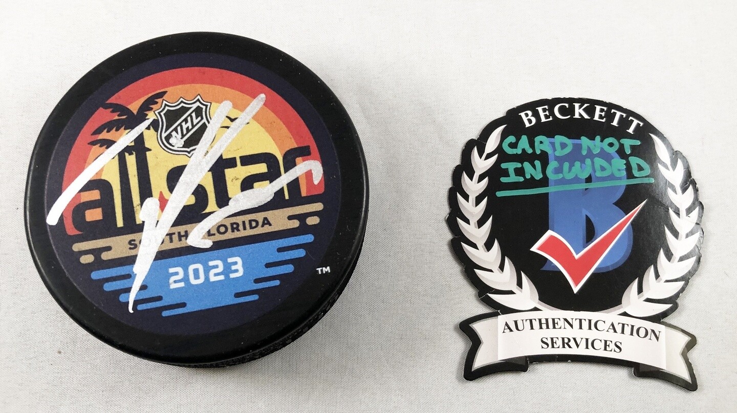 Leon Draisaitl Signed 2023 All Star Hockey Puck Edmonton Oilers Beckett BAS COA
