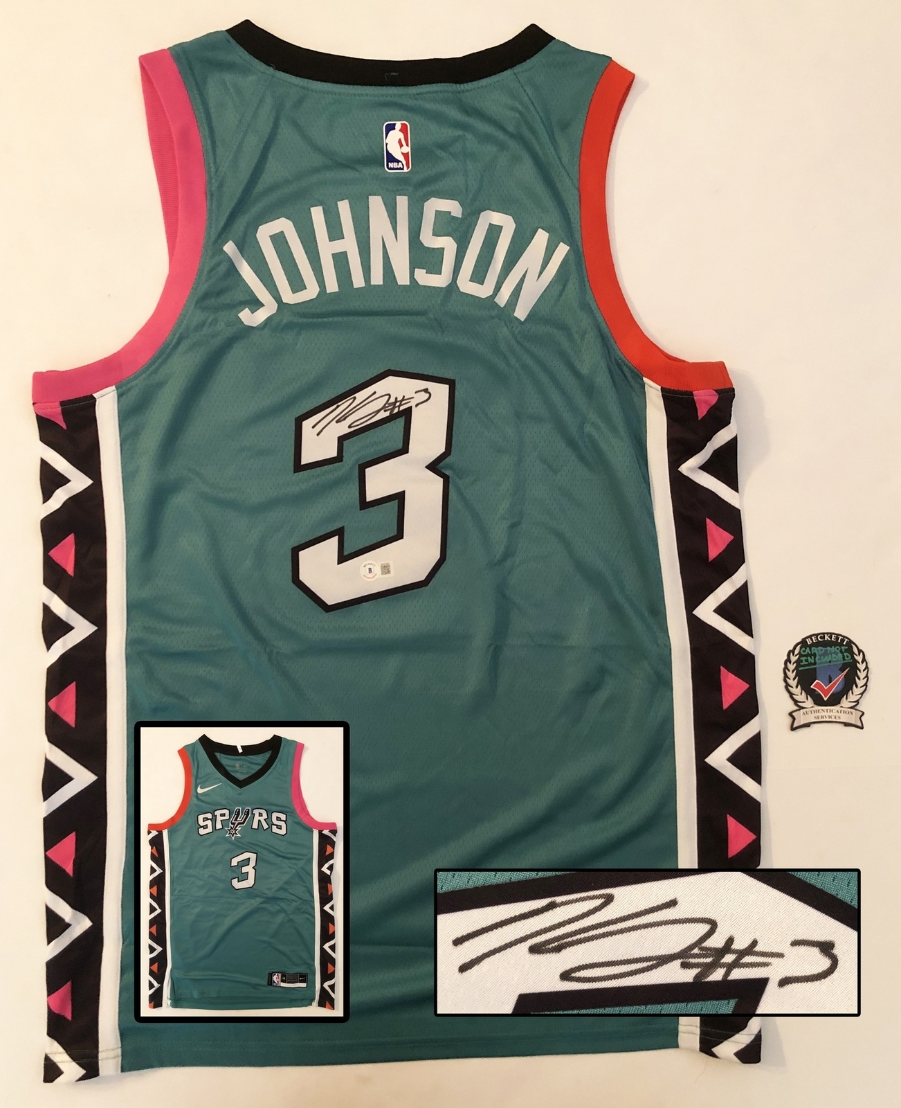 Keldon Johnson Signed Jersey San Antonio Spurs Beckett BAS COA
