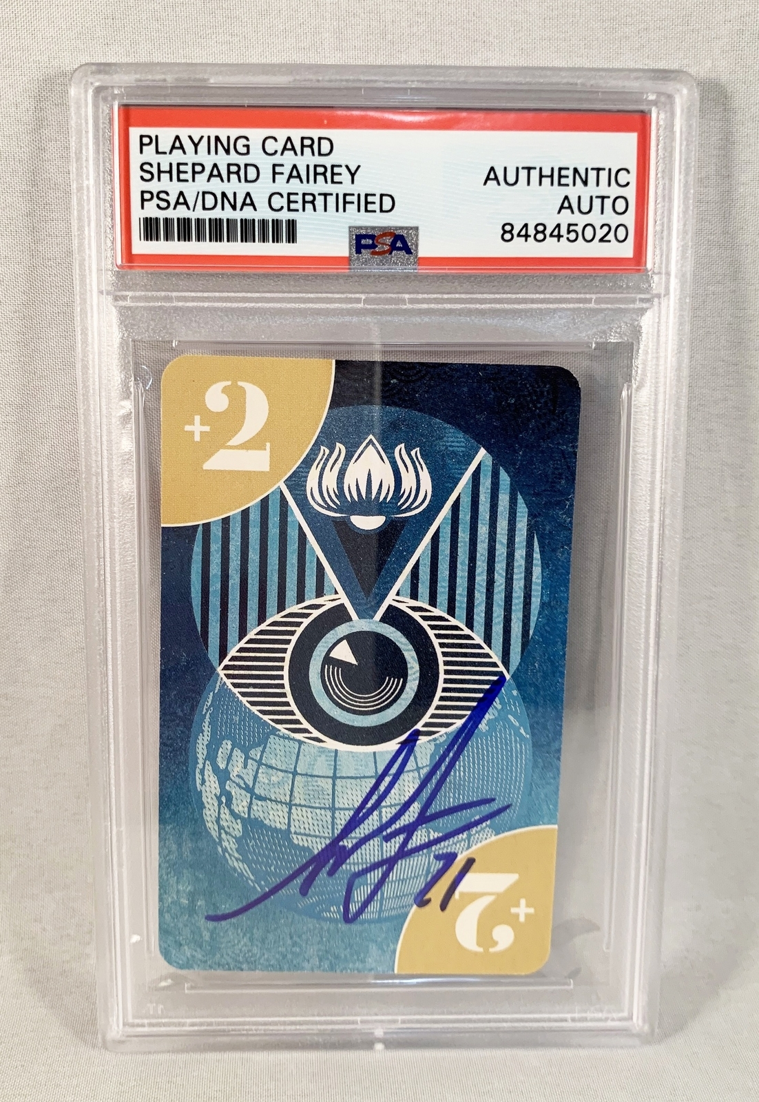 Shepard Fairey Signed Card Uno Limited Edition PSA/DNA 3 COA
