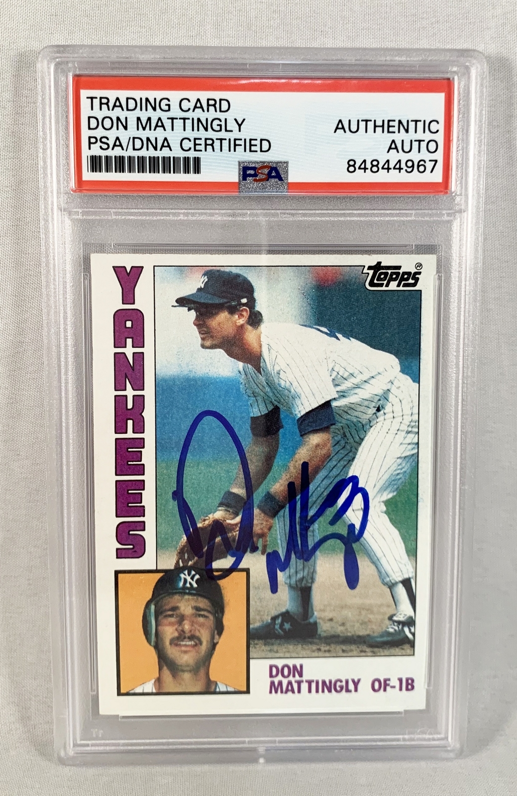 Don Mattingly Signed Rookie Card 1984 Topps #8 Yankees PSA/DNA 6 COA
