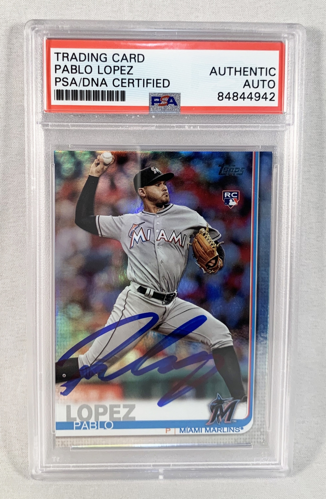 Pablo Lopez Signed Rookie Card 2019 Topps #151 Silver PSA/DNA COA
