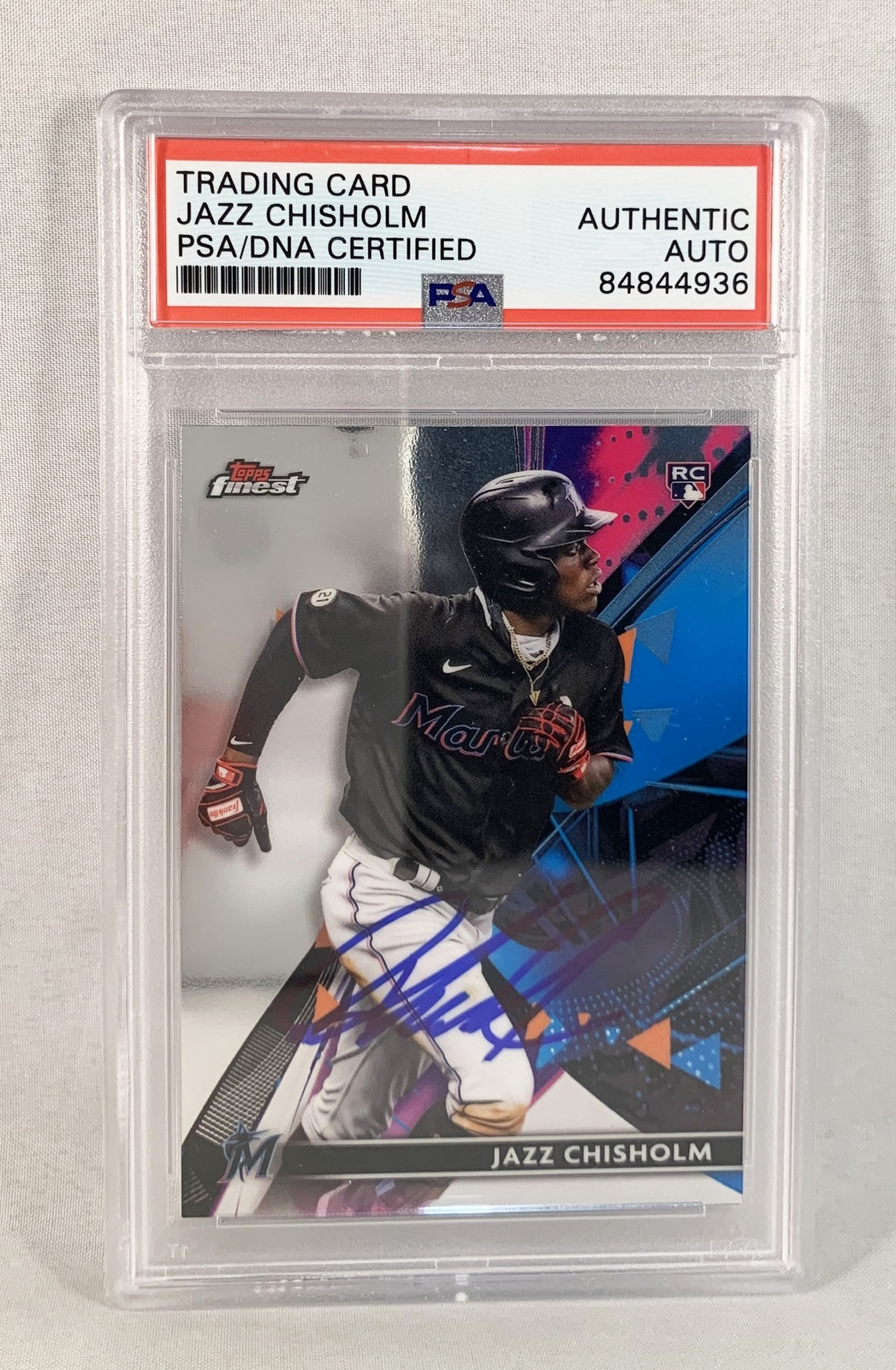 Jazz Chisholm Signed Rookie Card 2021 Topps Finest #40 PSA/DNA 1 COA

